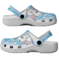 Hawaiian and Japanese Culture Together Clogs Shoes Tropical Honu with Japanese Elements Blue Color