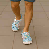 Hawaiian and Japanese Culture Together Clogs Shoes Tropical Honu with Japanese Elements Blue Color