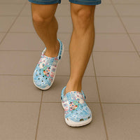 Hawaiian and Japanese Culture Together Clogs Shoes Tropical Honu with Japanese Elements Blue Color LT03 - Polynesian Pride