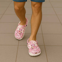 Hawaiian and Japanese Culture Together Clogs Shoes Tropical Honu with Japanese Elements Pink Color LT03 - Polynesian Pride