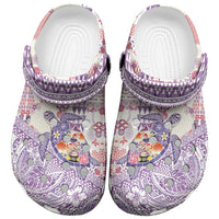 Hawaiian and Japanese Culture Together Clogs Shoes Tropical Honu with Japanese Elements Purple Color LT03 Purple - Polynesian Pride