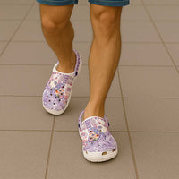 Hawaiian and Japanese Culture Together Clogs Shoes Tropical Honu with Japanese Elements Purple Color