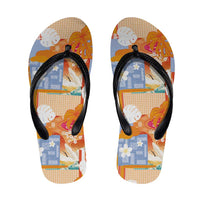 Hawaiian and Japanese Culture Together Flip Flops Palaka Japanese Art and Tropical Motif Tribal Patchwork