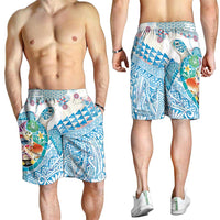 Hawaiian and Japanese Culture Together Shorts for Men Tropical Honu with Japanese Elements Blue Color LT03 - Polynesian Pride