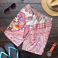 Hawaiian and Japanese Culture Together Shorts for Men Tropical Honu with Japanese Elements Pink Color LT03 Pink - Polynesian Pride