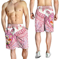 Hawaiian and Japanese Culture Together Shorts for Men Tropical Honu with Japanese Elements Pink Color LT03 - Polynesian Pride