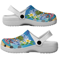 Hawaiian Funny Pineapple Surfing Clogs Shoes Beach with Tribal Kakau and Plumeria