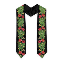 Hawaiian Hibiscus Plumeria Graduation Stole Tropical Leaves LT01 - Polynesian Pride