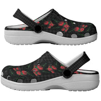 Hawaiian Kakau Art Clogs Shoes Taro Leaves with Ohia Lehua and Pakala Pattern - Polynesian Pride