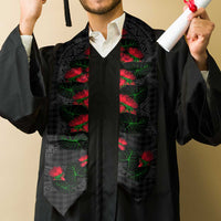 Hawaiian Kakau Art Graduation Stole Taro Leaves with Ohia Lehua and Pakala Pattern