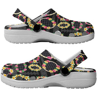 Hawaiian Kakau Tattoo Leis and Palaka Pattern Clogs Shoes Traditional Aloha Tribal Black Color LT03 - Polynesian Pride