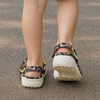 Hawaiian Kakau Tattoo Leis and Palaka Pattern Clogs Shoes Traditional Aloha Tribal Black Color LT03 - Polynesian Pride