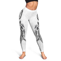 Hawaiian Kakau Tribal Sea Animals Tattoos Leggings White Color