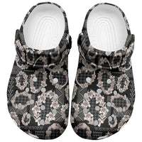 Hawaiian Leis Clogs Shoes Kakau Tattoos and Palaka Pastel Grayscale LT03 Black - Polynesian Pride