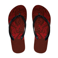 Hawaiian Monk Seal and Whale Flip Flops Kakau Tribal Pattern Red Color