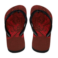 Hawaiian Monk Seal and Whale Flip Flops Kakau Tribal Pattern Red Color