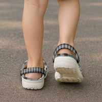 Hawaiian Ohia Lehua Lei Clogs Shoes Plaid Palaka Eleele Pattern - Polynesian Pride