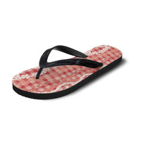 Hawaiian Ohia Lehua Lei Flip Flops Plaid Palaka Ulaula Pattern - Polynesian Pride