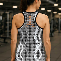 Hawaiian Ohia Lehua Lei Hollow Tank Top Plaid Palaka Eleele Pattern - Polynesian Pride