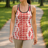 Hawaiian Ohia Lehua Lei Hollow Tank Top Plaid Palaka Ulaula Pattern - Polynesian Pride