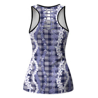 Hawaiian Ohia Lehua Lei Hollow Tank Top Plaid Palaka Uliuli hohonu Pattern - Polynesian Pride