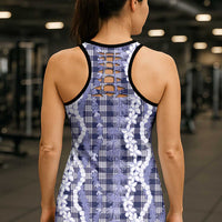 Hawaiian Ohia Lehua Lei Hollow Tank Top Plaid Palaka Uliuli hohonu Pattern - Polynesian Pride