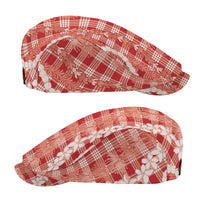 Hawaiian Ohia Lehua Lei Jeff Hat Plaid Palaka Ulaula Pattern - Polynesian Pride