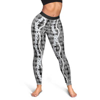 Hawaiian Ohia Lehua Lei Leggings Plaid Palaka Eleele Pattern - Polynesian Pride