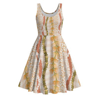 Hawaiian Ohia Lehua Lei Midi Dress Plaid Palaka Ahiehie Pattern - Polynesian Pride