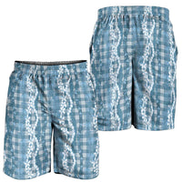 Hawaiian Ohia Lehua Lei Shorts for Men Plaid Palaka Uliuli Omaomao Pattern - Polynesian Pride