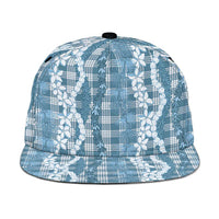 Hawaiian Ohia Lehua Lei Snapback Cap Plaid Palaka Uliuli Omaomao Pattern - Polynesian Pride