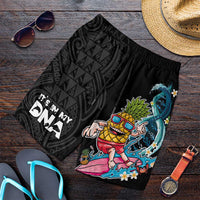 Hawaiian Pineapple Surfing Shorts for Men It's in My DNA - Kakau and Polynesian Pattern LT03 Black - Polynesian Pride