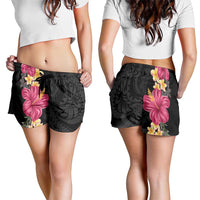 Hawaiian Plumeria and Hibiscus Shorts for Women Colorful Style - Polynesian Pride