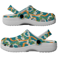 Hawaiian Plumeria Lei Clogs Shoes Kakau Motifs and Palaka Half Style Turquoise Color LT03 - Polynesian Pride