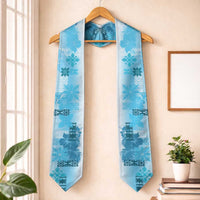 Hawaiian Quilt Graduation Stole Vintage Pattern Blue LT05 One Size Blue - Polynesian Pride