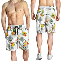 Hawaiian Quilts Shorts for Men Tropical Fruits and Plants