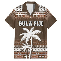 Fiji Hawaiian Shirt Custom Bula Fiji Masi Brown Patterns LT9 Black - Polynesian Pride