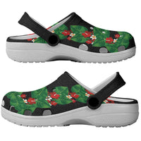 Hawaiian Taro Leaves-Hibiscus and Plumeria Clogs Shoes Polynesian Art-Kakau Tattoo Black LT03 - Polynesian Pride
