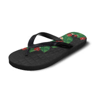 Hawaiian Taro Leaves-Hibiscus and Plumeria Flip Flops Polynesian Art-Kakau Tattoo Black LT03 - Polynesian Pride