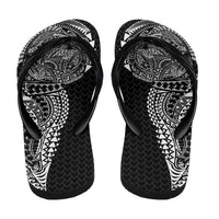 Hawaiian Traditional Tattoos Flip Flops Kakau Tribal Tropical Plant Motif Black Color LT03 - Polynesian Pride