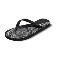 Hawaiian Traditional Tattoos Flip Flops Kakau Tribal Tropical Plant Motif Black Color LT03 - Polynesian Pride
