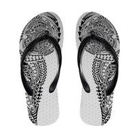 Hawaiian Traditional Tattoos Flip Flops Kakau Tribal Tropical Plant Motif White Color LT03 White - Polynesian Pride