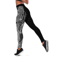 Hawaiian Traditional Tattoos Leggings Kakau Tribal Tropical Plant Motif Black Color LT03 Black - Polynesian Pride