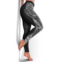 Hawaiian Traditional Tattoos Leggings Kakau Tribal Tropical Plant Motif Black Color LT03 - Polynesian Pride