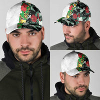 Hawaiian Tropical Flowers and Leaves Classic Cap Leopard Pattern Half White Black Version LT03