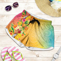 Hawaiian Tropical Fruits and Plants Shorts for Women Kakau Pattern Summer Vibe