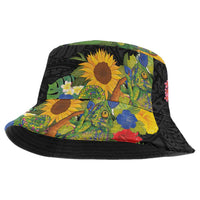 Hawaiian Tropical Plants and Chameleon Bucket Hat Polynesian Art Colorful LT03