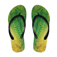 Hawaiian Turtles and Leis Flip Flops Tribal Kakau Pattern Fresh Summer Vibe