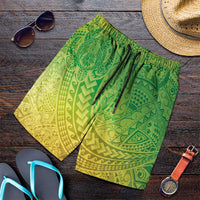Hawaiian Turtles and Leis Shorts for Men Tribal Kakau Pattern Fresh Summer Vibe