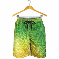 Hawaiian Turtles and Leis Shorts for Men Tribal Kakau Pattern Fresh Summer Vibe
